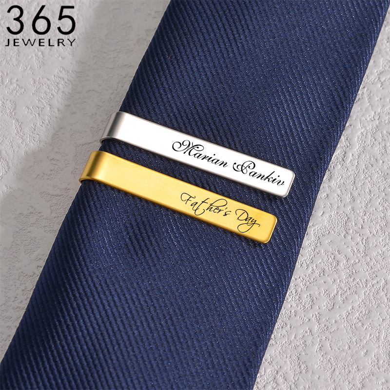 Tie Bar Set Gift - Clips de nom gravés en acier