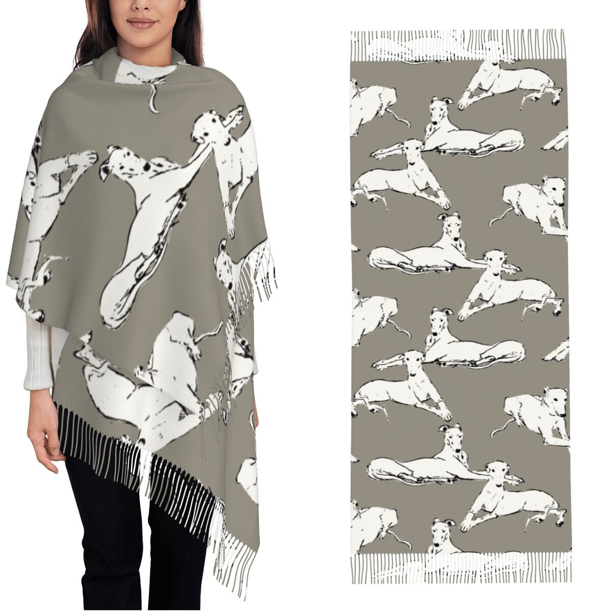 Pashmina Wrap Large - Écharpe Whippet lévrier relaxante pour femmes