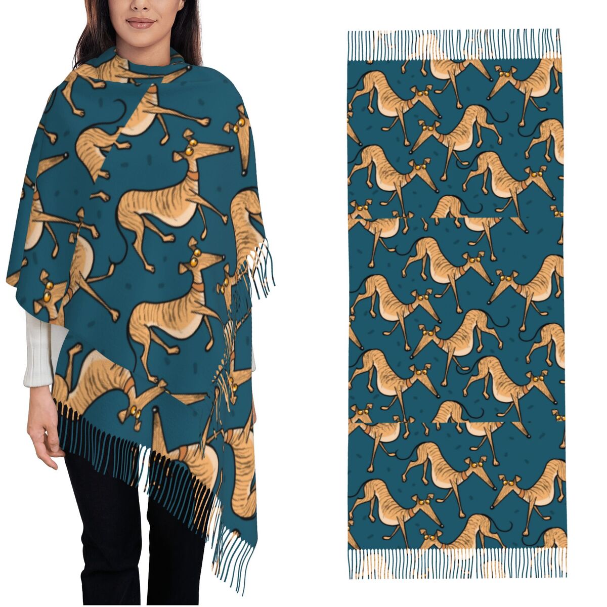 Pashmina Wrap Large - Lévrier Whippet Lurcher chien châles enveloppes