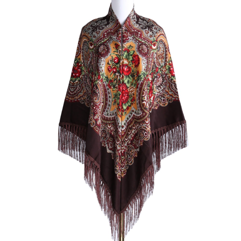 Bandana Cotton - Écharpe carrée vintage 160x160cm, imprimé floral,