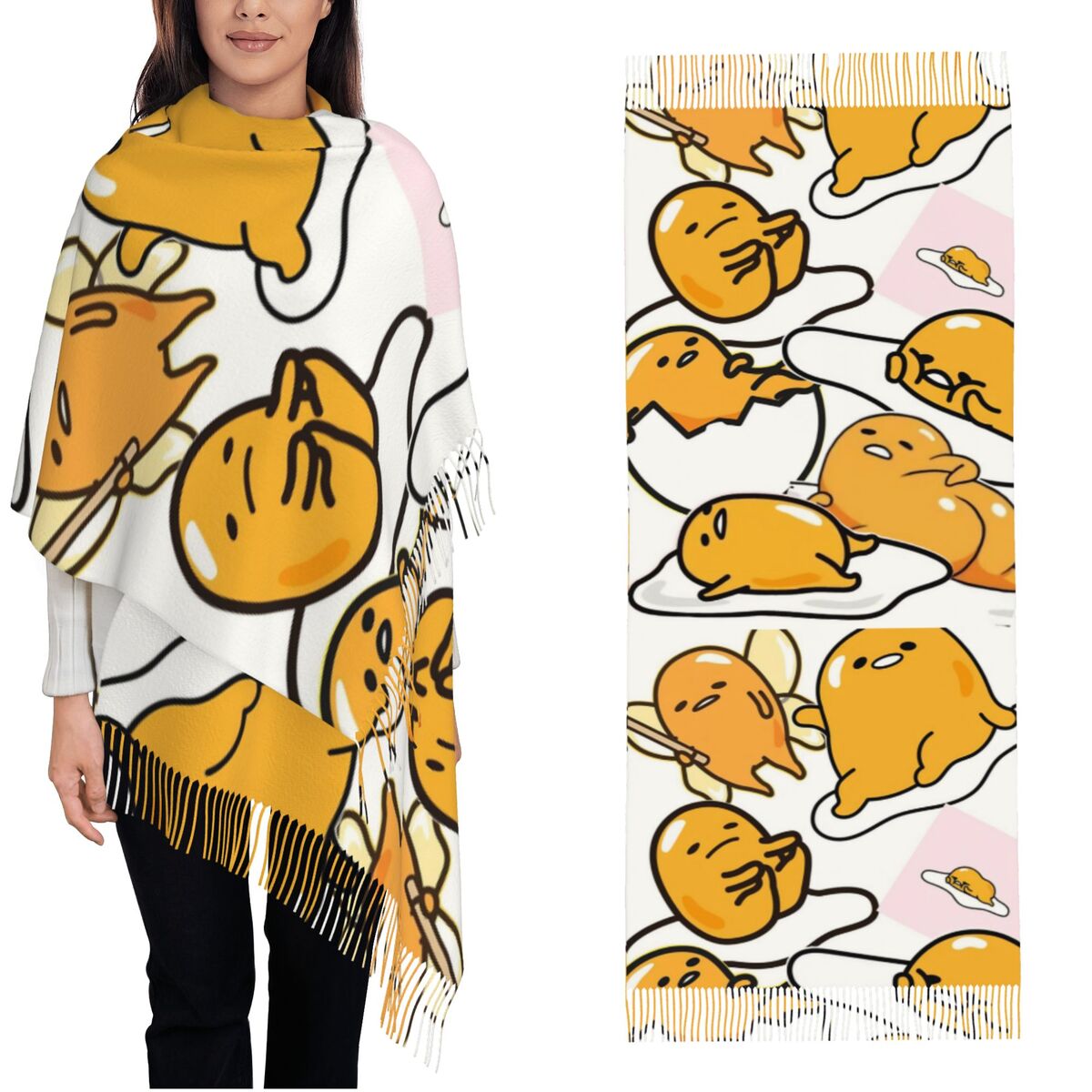 Pashmina Wrap Large - Gudetama mignon oeuf dessin animé écharpe